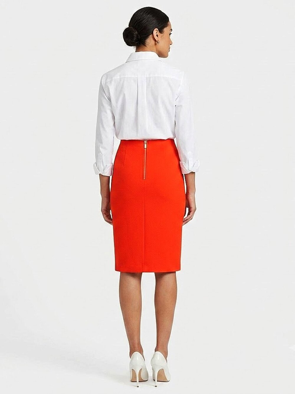Kardashian Kollection "Vintage Orange" High-Waist Crepe Pencil Skirt- Sz. Sm